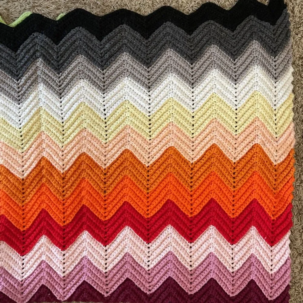 Crocheted Blanket Handmade Throw Blanket Multicolor Lap Blanket 56 x 38